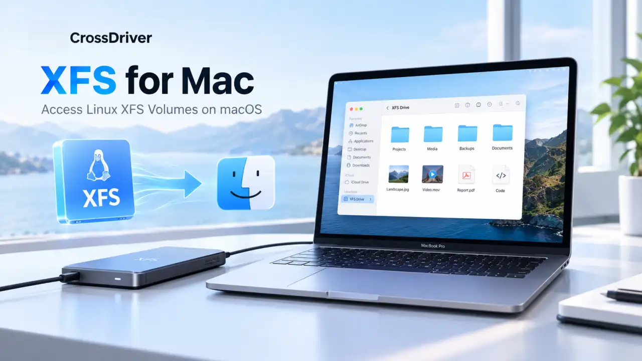 CrossDriver XFS for Mac 致力于在 macOS 上实现对 Linux XFS 卷的原生读写访问